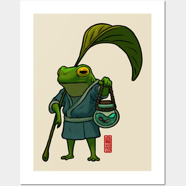 frog and child Wall Art by DingHuArt